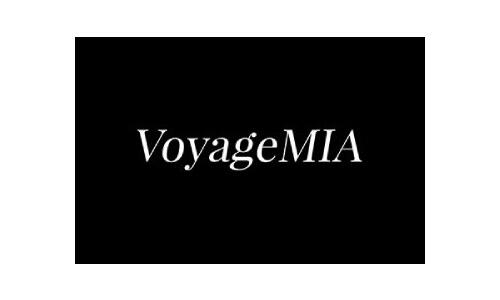 The logo for voyagemia showcasing private culinary experiences on a black background.
